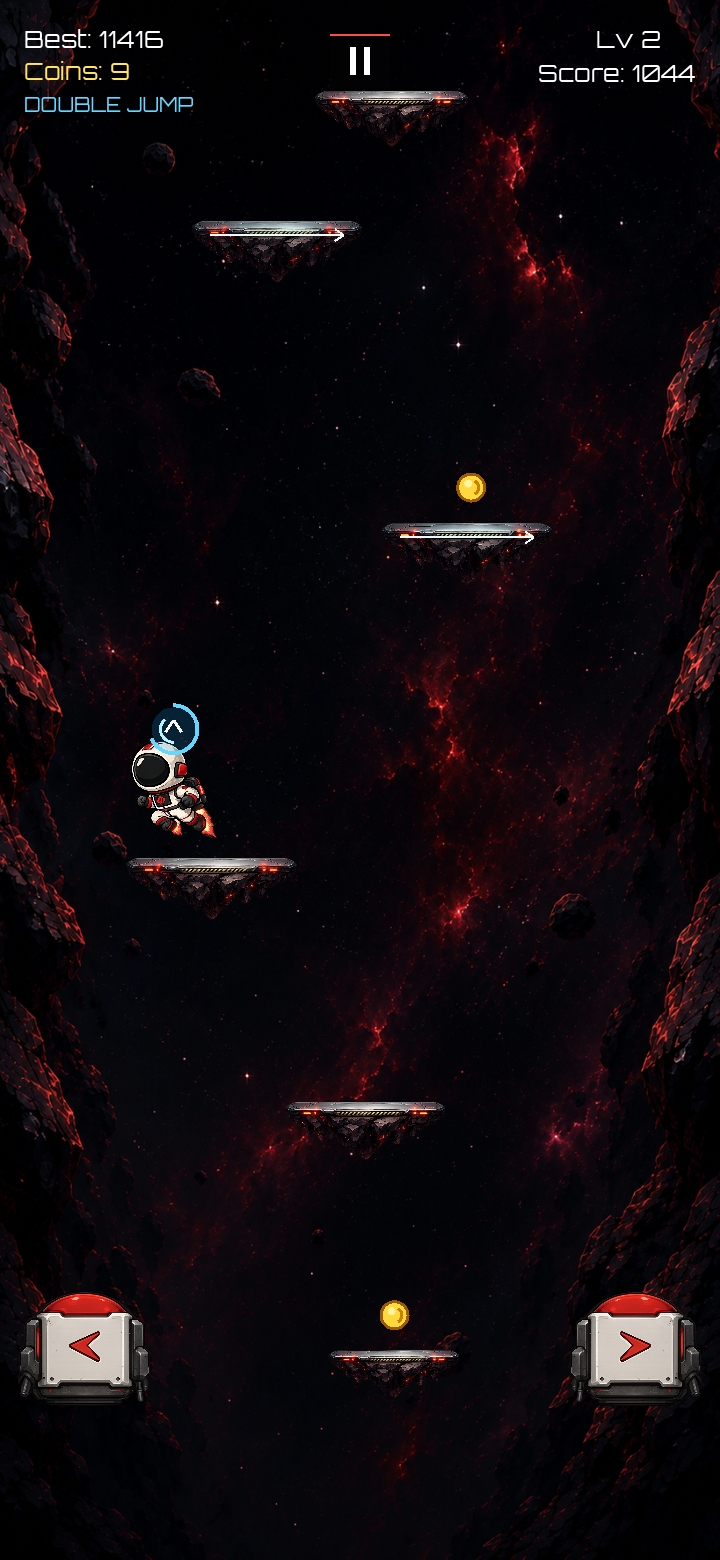 Void Hop gameplay with the Double Jump power-up active